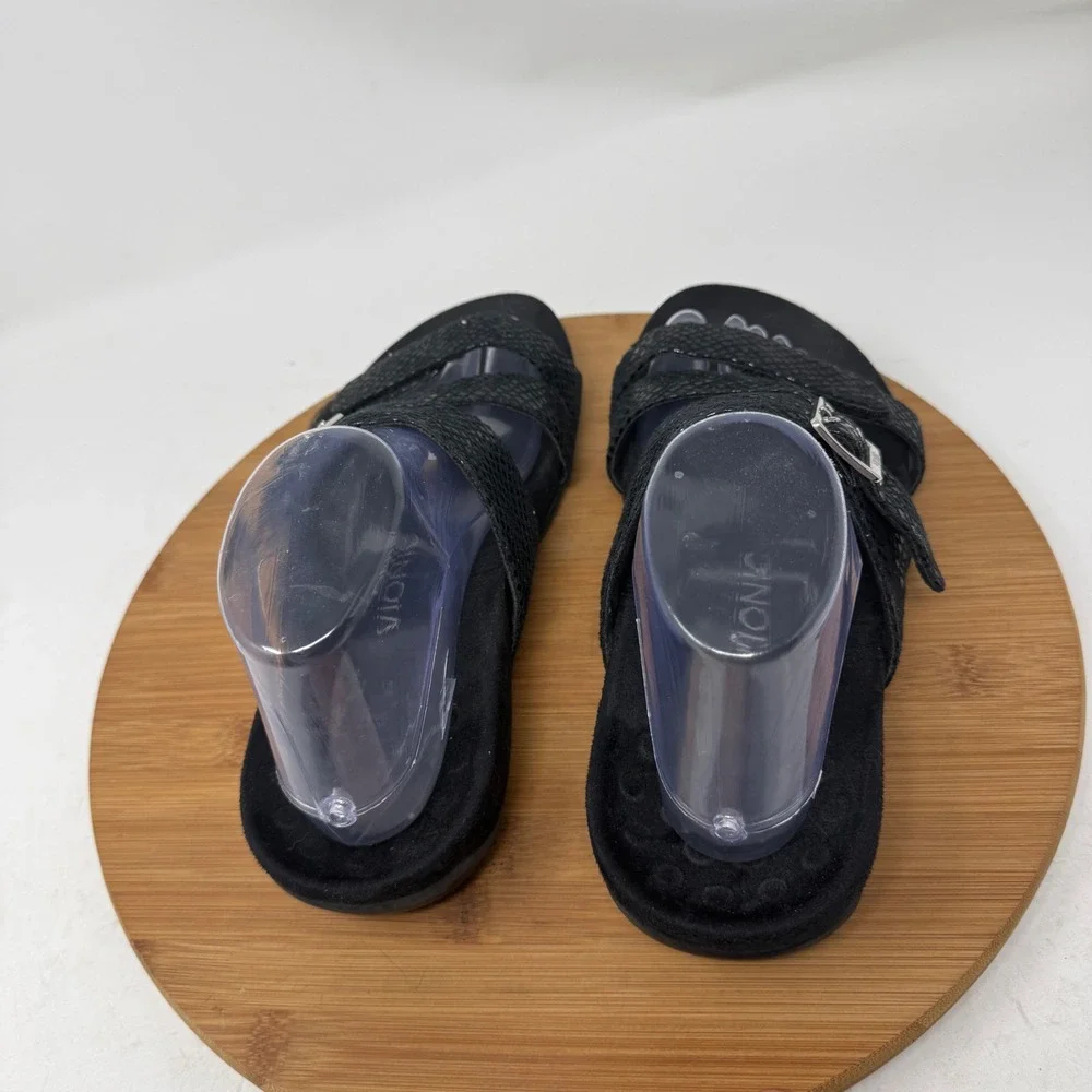 Vionic Skylar Sandals Black Snakeskin Leather Comfort Slide Womens 9 Wide